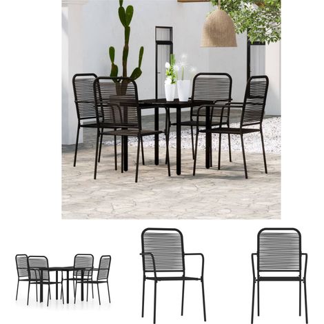 Gartenstuhl - vidaXL 5-tlg. Garten-Essgruppe Schwarz - Garten-Tisch (1/5)