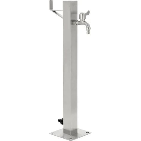 Colonne d'eau carrée pour jardin, acier inoxydable, 65 cm