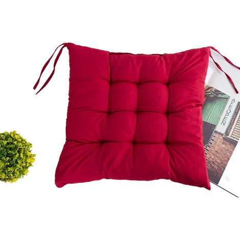 4er Set Stuhlkissen Rot (40x40x6 cm) - Sitzkissen für Gartenstuhl, Küche oder Esszimmerstuhl - Bequeme Stuhl Kissen (1/5)