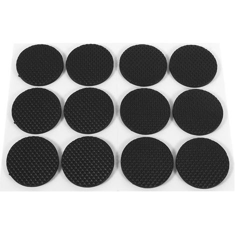 12 coussinets ronds adhésifs noirs pour pieds de meubles, canapé, table et chaise - patins en caoutchouc (1/4)