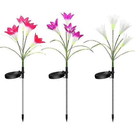 Guirlande lumineuse solaire en forme de lys, lot de 3, idéale pour décorer jardin, cour, clôture, portail, allée ou clôture de réception. (1/5)