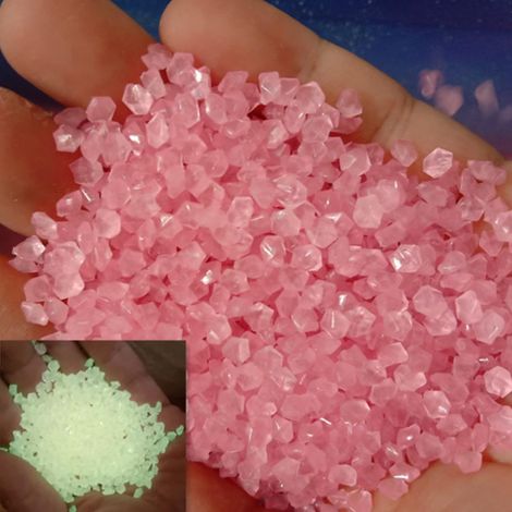 Lot de 6000 mini galets fluorescents en résine phosphorescents pour décoration de jardin, aquarium, paysages, vases, décoration, artisanat, 3 à 5 mm (rose) (1/5)