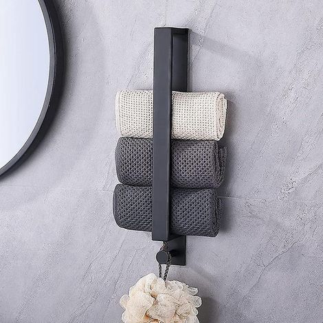 Porte-serviettes vertical de 40 cm en acier inoxydable 304, sans perçage, pour salle de bain (invités). (1/5)