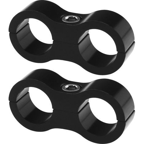 Set mit 2 AN6 14-mm-Schlauchschellen für Kraftstoff-, Öl-, Brems-, Gas- und Wasserschläuche, aus Aluminiumlegierung, schwarz (1/5)