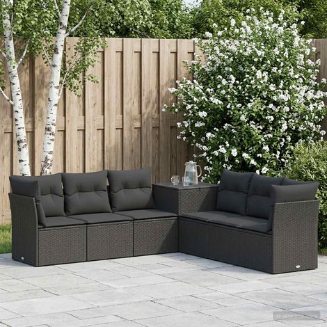 vidaXL Set di divani 7 pz Nero Rattan sintetico e Acciaio (1/5)
