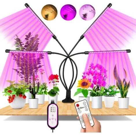 Lampe de Plante, 80 LEDs Lampe de Croissance à 360Ḟ Éclairage Horticole Avec, Lampe Pour Plante 4 Têtes Lampe Croissance Spectre Complet Avec Chronométrage AUTO  ON / OFF 4H / 8H / 12H (1/5)