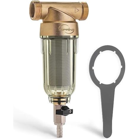 iSpring WSP-100 Préfiltre à Sédiments Réutilisable 100 Microns, Laiton Sans Plomb, 1"–3/4" (1/5)
