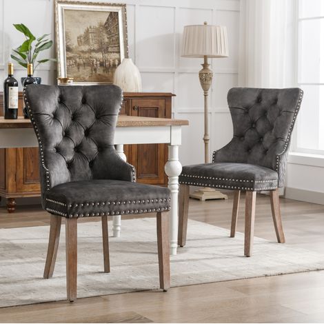 Silla comedor tapizada gris con patas ajustables OKMYHOME (1/5)