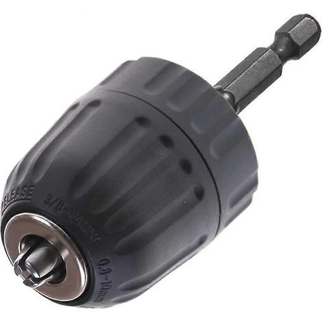 Mandrin de perçage sans clé Yakamoz à changement rapide, queue hexagonale 1/4 pouce, capacité de serrage 0,8-10 mm Outil de conversion tournevis vers perceuse 3/8 (1/5)
