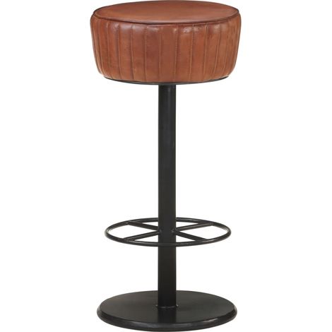 Vidaxl – Tabouret de bar en cuir véritable marron – Hauteur 76 cm – Repose-pied pour confort – Design moderne pour salon et restaurant (1/6)