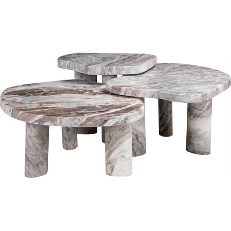 Table basse gigogne en marbre beige blush - beige blush marbré (1/5)