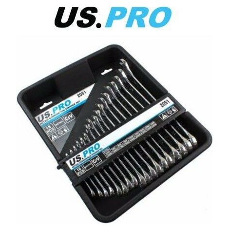 US PRO 18pc Metric Combination Spanner Wrench Set 6mm to 24mm 2051