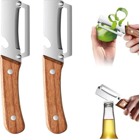 Éplucheur Cuisine Multifonctionnel 2 en 1 – Lot de 2 – Couleur Bois Naturel – Épluche Légumes et Fruits Sans Effort (1/5)