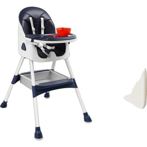 Chaise haute pour bébé, plateau réglable, harnais de sécurité, Bleu (1/2)