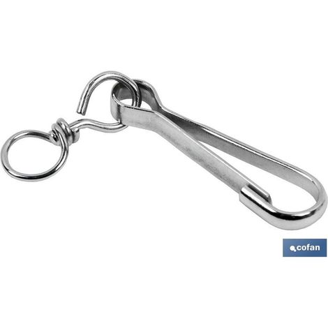 Mousqueton pivotant nickelé de 50 mm pour petites fixations et colliers pour chiens
