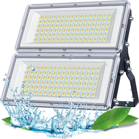 Projecteur LED Extérieur 200W, 2 en 1 20000LM 7000K Spot LED Extérieur, IP67 Étanche 85-265V Lampe Exterieur pour Jardin Terrasse Garage Usine