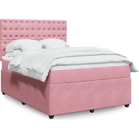 Boxspringbett mit Matratze Rosa 140x200 cm Samt