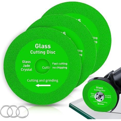 Lot de 3 disques de coupe pour verre, disques de meulage pour dalles de roche 100 x 22,23 mm, disques diamantés professionnels pour carreaux de verre, porcelaine, céramique, cristal de jade, lame de M (1/5)