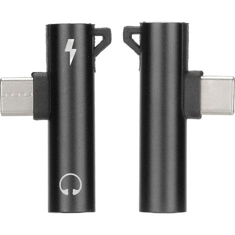 USB-C-auf-3,5-mm-Audioadapter (2er-Pack) – 2-in-1 – Audio-Ladefunktion – Schwarzes ABS-Gehäuse – Kompatibel mit Smartphones und Tablets (1/5)
