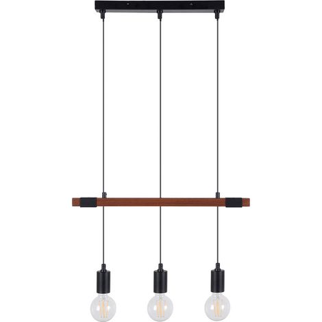 Suspension Lodge Bois Et Métal 3 Lampes (1/2)