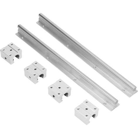 Ensemble de 6 rails ronds SBR12-350 avec glissières SBR12UU, guidage linéaire de précision, kit complet pour coulisseau et chariot, longueur 350mm, acier durable (1/5)