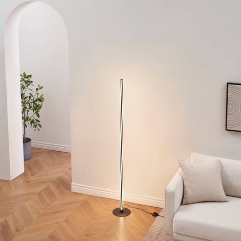 Lampadaire noir LED dimmable spirale moderne 148 cm - Telvo (1/5)