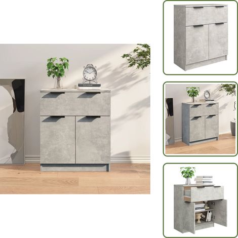 Buffet Gris béton 60x30x70 cm Bois d'ingénierie - Buffet Gris - Meuble Rangement - Armoire Design - Commode Moderne - Mobilier Salon (1/5)