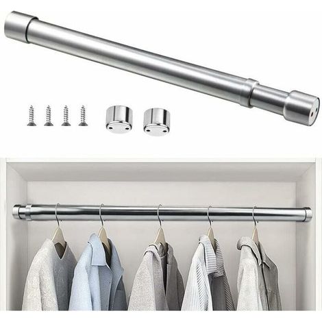 Diese verstellbare, teleskopierbare Kleiderstange ist aus Edelstahl gefertigt und in Längen von 48 cm bis 80 cm erhältlich. Sie ist korrosionsbeständig und eignet sich für Kleiderschränke und ähnliche (1/4)