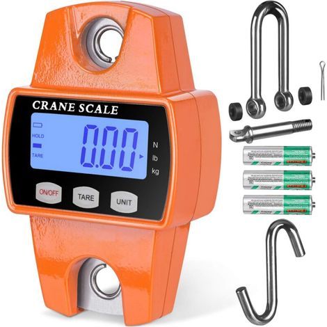 Orange, portatif 300kg balance de levage numérique, balance électronique portable avec crochet pour la chasse à la ferme, la pêche en plein air