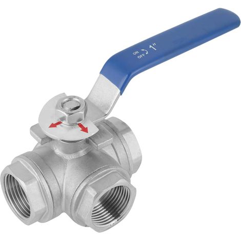 Vanne à Bille DN25 Vanne Trois Voies en Acier Inoxydable Filetage Femelle de Type L 1 pouce 1pc (1/5)