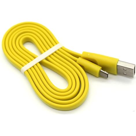 Câble De Charge Plat - 1 Pièce - TPE - Compatible UE Boom Et Megaboom - Pour Haut-parleur Sans Fil - 100 Cm Jaune (1/5)