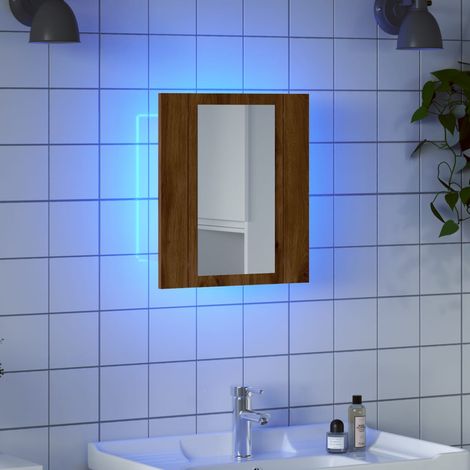 vidaXL Mobile Bagno Specchio LED Rovere 40x12x45 cm Multistrato (1/5)