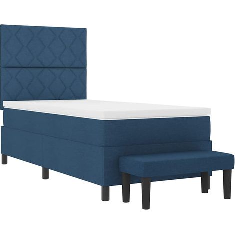 Box Spring Bed Blue 90 x 190 cm Fabric & Engineered wood vidaXL (1/5)