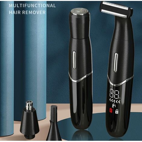 Appareil d'épilation électrique 4 en 1 unisexe - Rasoir, tondeuse à sourcils, tondeuse visage, tondeuse nez - Rechargeable par USB et étanche (1/4)