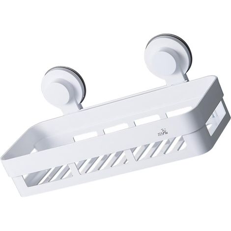Étagère murale suspendue en plastique blanc pour toilettes, sans risque d'abîmer les surfaces, (1/5)