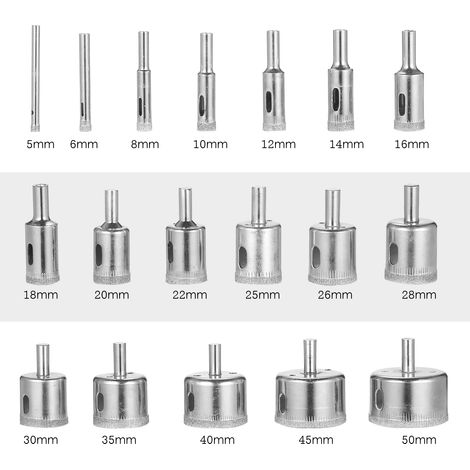 Ensemble de 18 forets diamantés pour céramique, scies cloches de 0,2 à 2 pouces. (1/5)