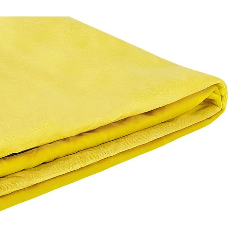Funda reemplazable en terciopelo amarillo para cama 160 x 200 cm desmontable lavable Fitou (1/5)