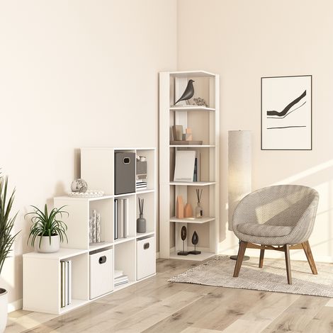 Étagère d'angle Amina, Blanc, 45 x 180 cm, Vicco