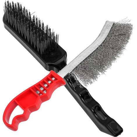 Brosse Métallique Antirouille 2Pcs en Acier Inoxydable, Brosse Nettoyante pour Barbecue et Surfaces Métalliques, Poignée Ergonomique (1/5)
