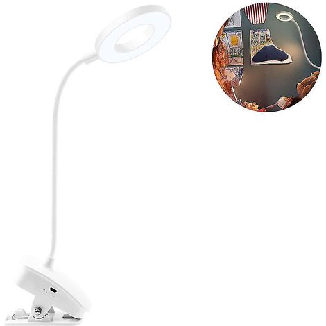 Lampe de lecture, lampe de bureau LED USB avec 3 modes de couleur, lampe de lecture à pince avec protection des yeux, lampe à pince flexible à col de cygne à 360° pour bureau, tête de lit et vidéo (1/3)