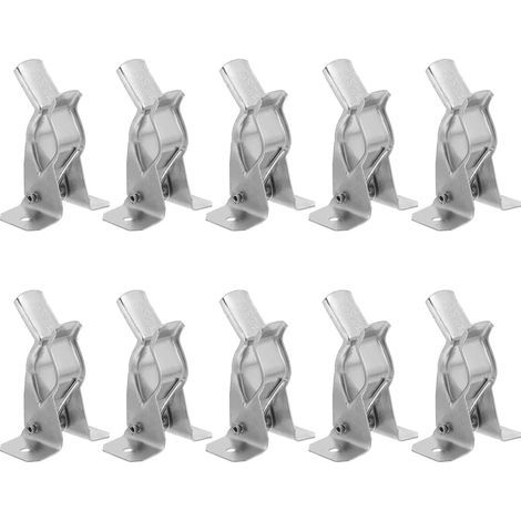 Set mit 10 silberfarbenen Zinklegierungs-Wandbesenclips, Federclips zur Aufbewahrung von Gartengeräten, einfache Wandmontage für Schränke (1/5)