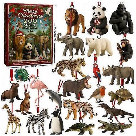 2025 Zoo Weihnachtskalender Überraschungsbox Weihnachtsbaumschmuck Acryl-Anhänger