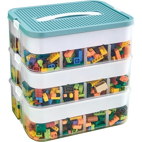 3 Layers Storage Box Building Block Toys Stackable Bricks Storage Bin with Building Plate (1/5)