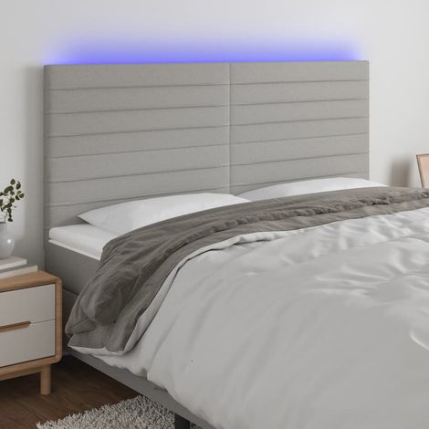 Cabecero con luces LED tela gris claro 180x5x118/128 cm vidaXL