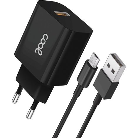 Cargador Red Conector Micro-usb COOL Universal 2.4Amp Kit 2 en 1 Negro