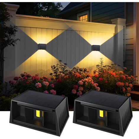 Applique Murale Extérieur, Lot de 2 3000K Applique Extérieur Vintage, Réglable de Haut en Bas Luminaire Solaire étanche IP65 pour Jardin Mur Clôture (1/5)