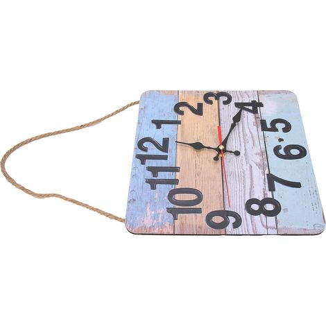 Horloge murale carrée silencieuse de style industriel américain, idéale pour la décoration intérieure et extérieure, style rétro. (1/5)