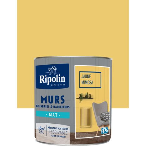 Peinture Murs, Boiseries, Radiateurs RIPOLIN Mat Jaune mimosa 0,5 L