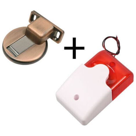 Sirène d'alarme sonore et lumineuse 220V, klaxon d'alarme anti-cambriolage à décibel élevé avec lumière clignotante LED pour magasin à domicile + 1 bouchon de porte (1/4)