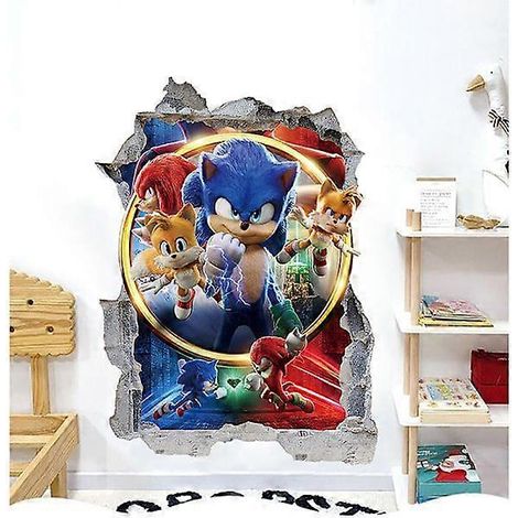 Stickers muraux Sonic Adventure 3D Hérisson écrasé personnalisé pour enfants (1/3)